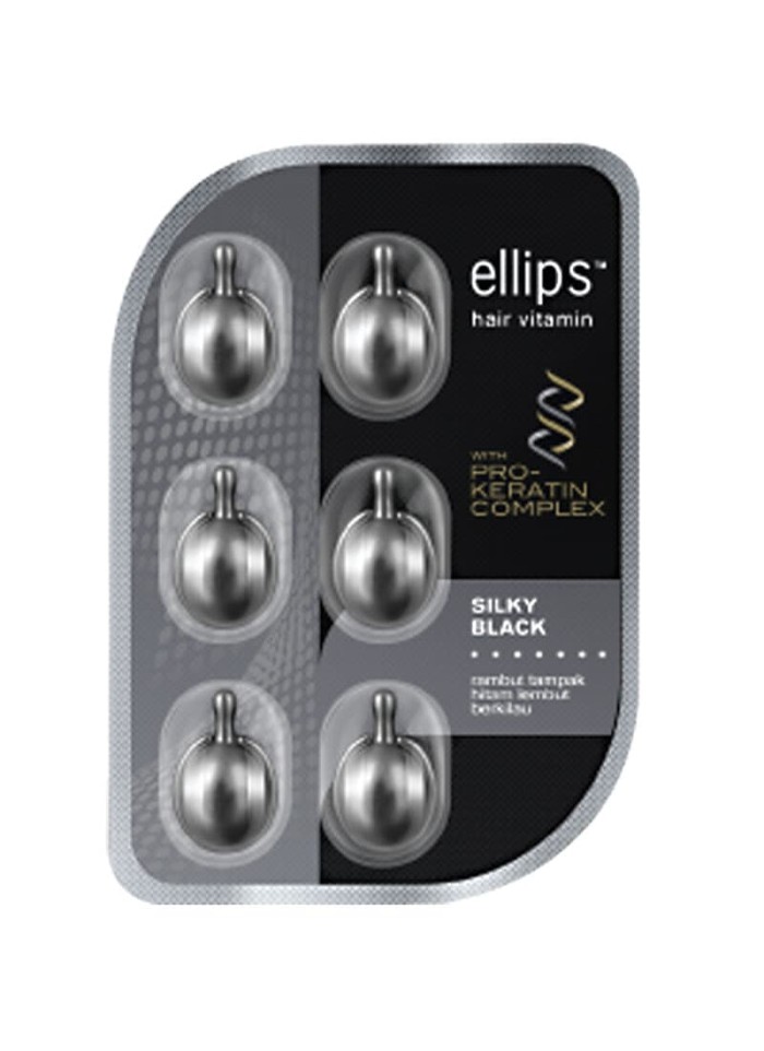 ELLIPS VIT RAMBUT KERATIN SILKY BLACK 6'S