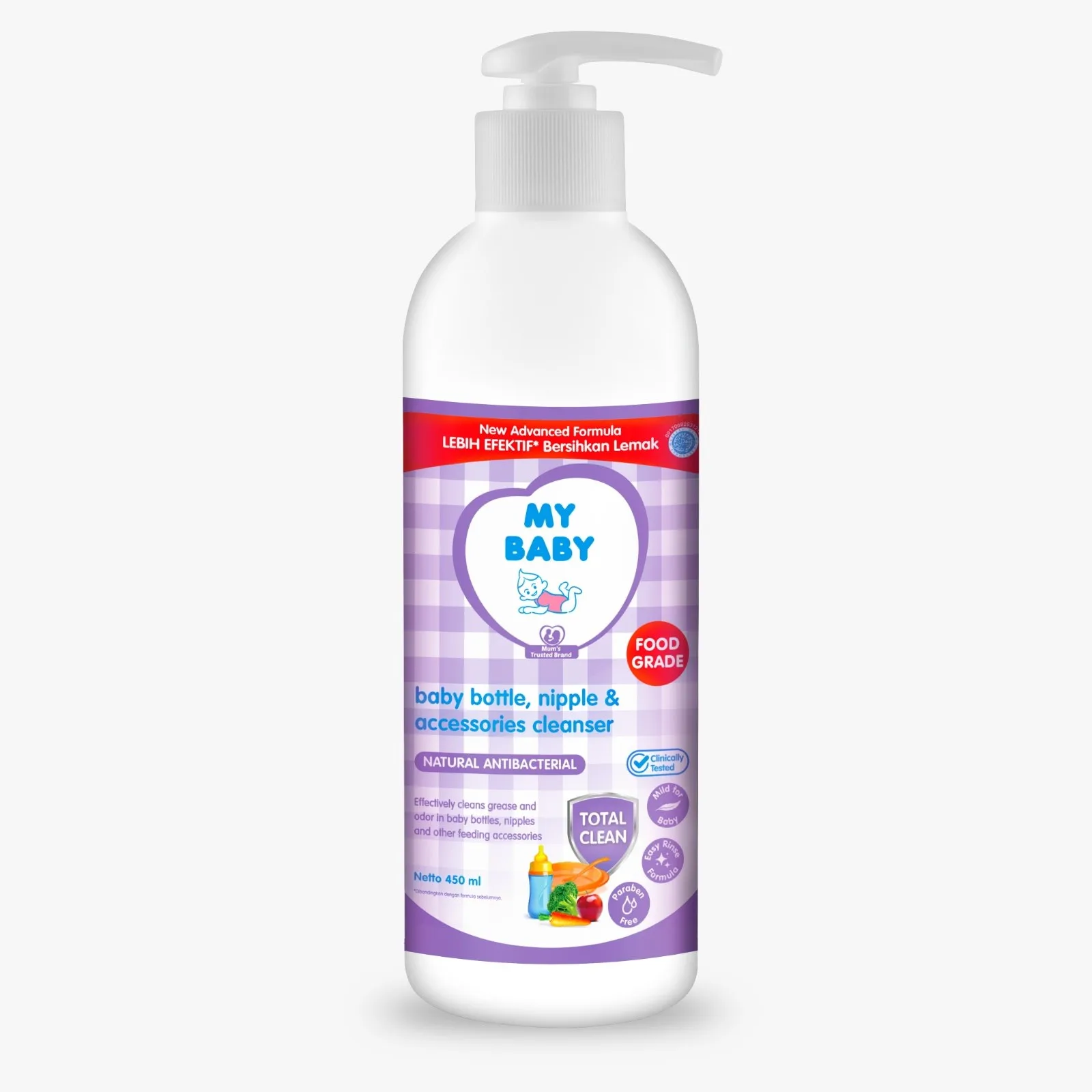 MY BABY BOTTLE NIPPLE & BAC BTL 450 ML