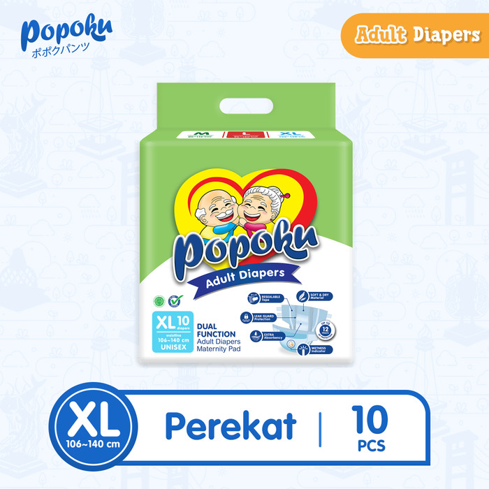 POPOKU ADULT DIAPERS XL 10'S