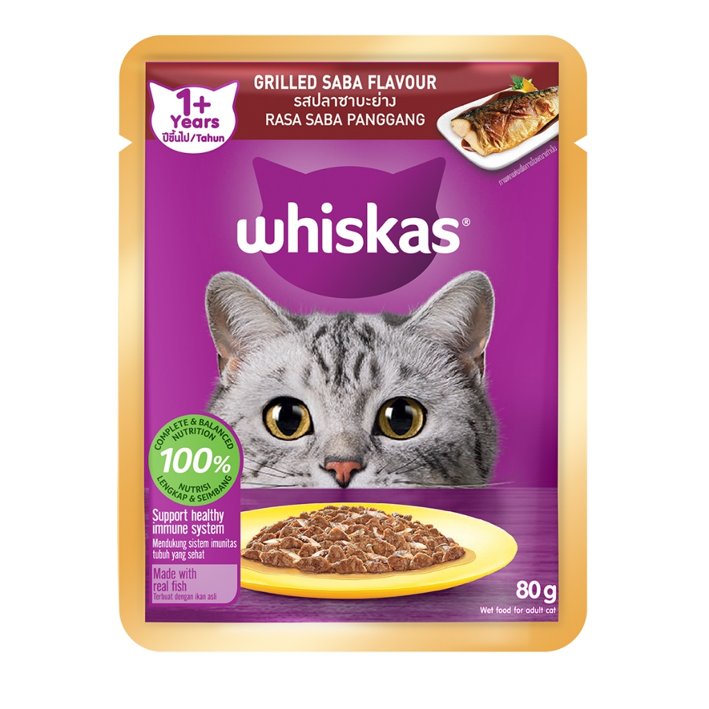 WHISKAS POUCH GRILLED SABA FLAVOUR 80 GR